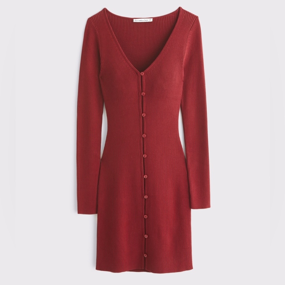 Abercrombie Knit Long Sleeve Deep V Neck Sweater Dress size XL (fits XXL)